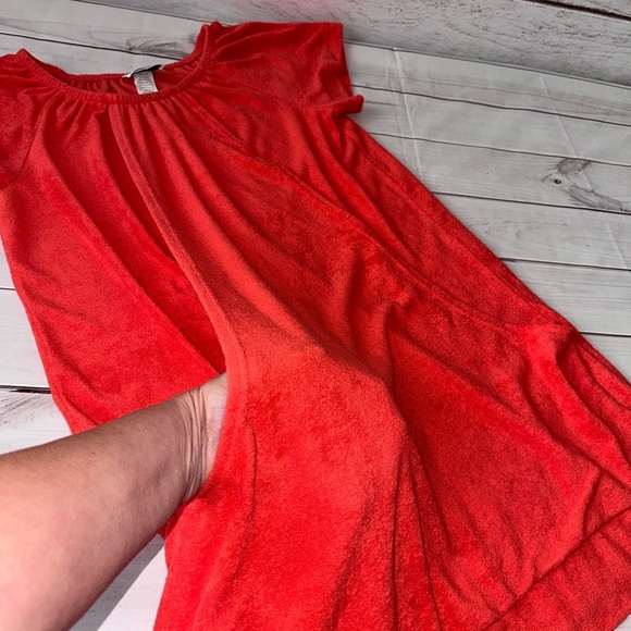 🔥 🔥🔥Vintage Bright Orange Terrycloth Swimsuit Cover-Up – Size Large Summer Retro - Picture 5 of 8